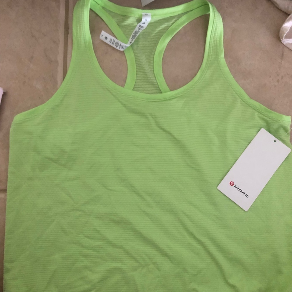 NWT swiftly tech neon green racer back tank lululemon